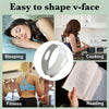 A white facial lifting band is shown in various contexts: sleeping, cooking, fitness, and reading.
