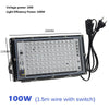A rectangular LED light fixture with a panel of lights and an attached power cord.