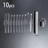 Une collection de dix outils en acier inoxydable pour retirer le cérumen, incluant divers types de cotons-tiges et de boucles