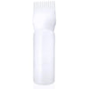 A white bottle containing a hair color applicator comb with fine teeth.