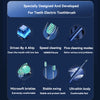 A specialized electric toothbrush featuring Microsoft bristles, stable swing technology, and an ultrathin body for effective 