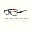 Gafas deportivas para leer, negras con detalles rojos, sobre fondo blanco.