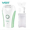 White and green rechargeable electric epilator device with attached silicone hair removal strips