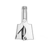A portable stainless steel nose hair trimmer with a silver finish.