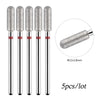 Five silver diamond nail drill bits with 3.8mm tips are shown in a row.