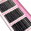 Boîte de clusters de cils piquants DIY pour extensions de salon, montrant différentes longueurs.