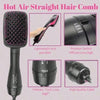 A black hot air straight hair comb tool with various attachments and a power switch.