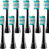 A pack of ten replacement toothbrush heads in light blue and white.