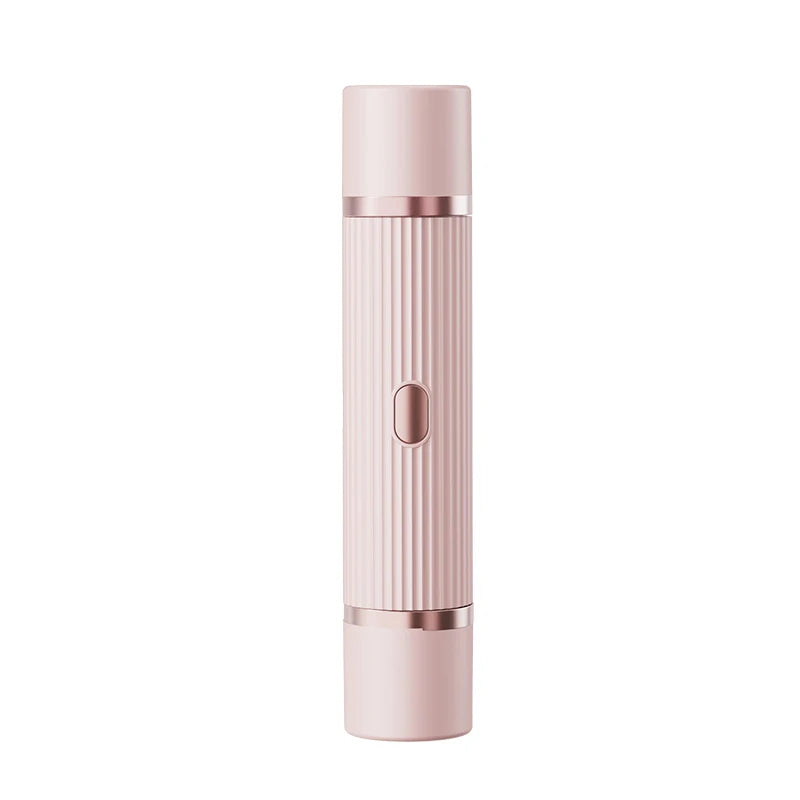 A tall, pink electric body and hair removal razor with a ribbed texture.