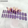 Purple UV gel nail stickers for full coverage decals applied to fingernails.