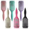 A collection of five professional curl define styling brushes in various colors including pink, teal, purple, and black.