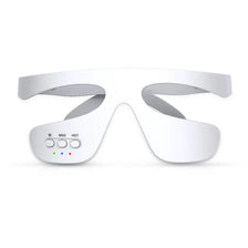 White eye massager with three indicator lights on the frame