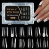 A clear box containing 288 pieces of professional reusable nail extension forms in various shapes and sizes.