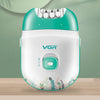 VGR V-726 professional lady epilator in white and teal on a wooden surface.