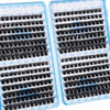 A pair of blue and black lash extension clusters displayed in a clear plastic case.