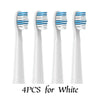 Four white replacement toothbrush heads for Seago electric brushes