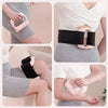 A portable electric fascia massager belt is shown being used on the lower back and legs.