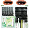 A kit for DIY eyelash clusters featuring false lashes and lash extensions with a natural look.