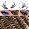 Close-up view of DIY fan-shaped mink cluster lashes in various lengths and styles.