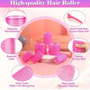 A set of pink heatless hair rollers showing various sizes and textures for styling hair.