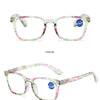 Green pattern box C1 eyeglasses shown in positive and side views