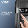 لقطة مقربة لقصّافة شعر توربو VGR Voyager سوداء يتم تشغيلها باليد.