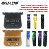A set of professional electric hair clipper blades including a DLC 2.0 and SkeletonFX blade.