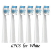 Six white replacement toothbrush heads for Seago electric brushes