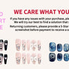 A hand displays a set of press-on nails featuring black, pink, and zebra print designs.