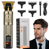 A professional cordless hair clipper kit showing various attachments and the main unit for men's grooming.