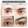 Before and after comparison showing the results of an automatic electric eyebrow trimmer on eyebrows.