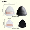 White and black triangular cosmetic foundation puff brushes shown with various sizes and thicknesses