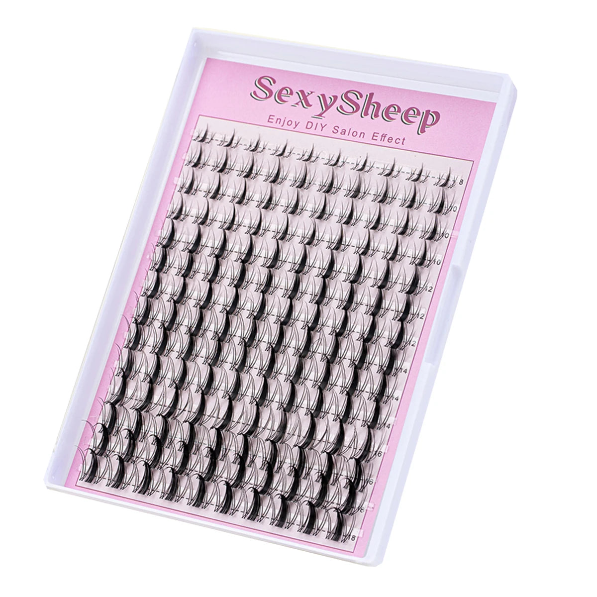 A pink plastic box containing a DIY salon effect kit for natural eyelash extensions.