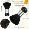 A black professional hair styling and cleaning brush with a silver aluminum handle and stand-up base.