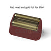 A close-up view of a red head and gold foil shaver blade set for model 8164.