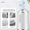 A white portable water flosser with a 360° rotary nozzle is shown, demonstrating multi-directional oral cleaning features.