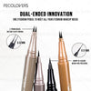 A set of double-ended eyebrow pencils showing various tips and packaging for dual-ended innovation.
