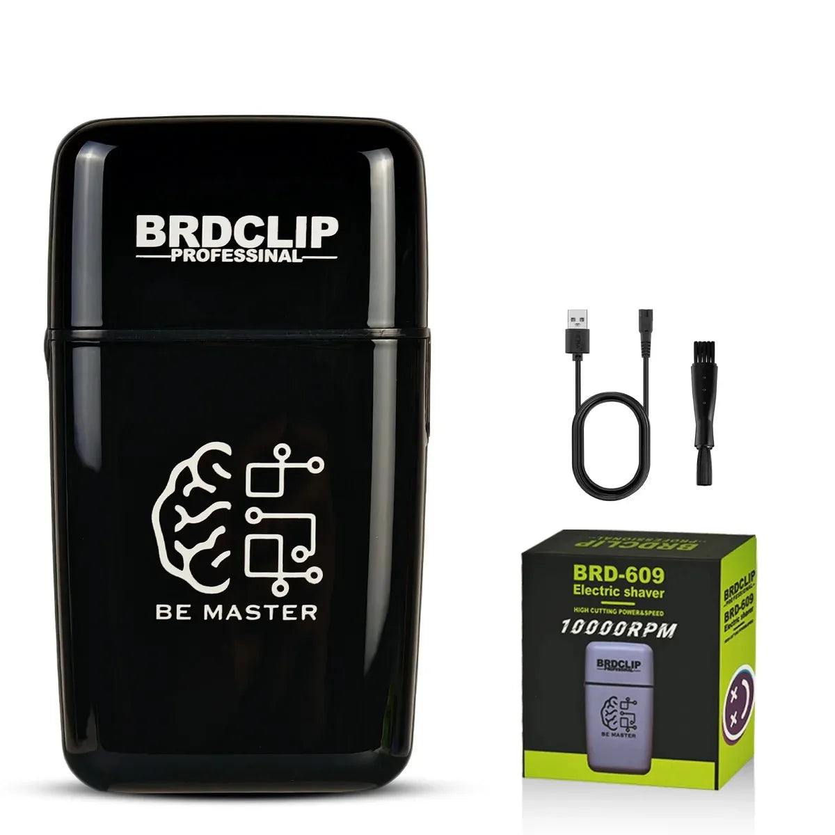Black BRDCLIP Professional electric shaver and trimmer with a green box.