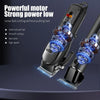 A close-up view of a professional electric hair trimmer kit with multiple attachments and blades.