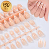 A set of matte pink French press on artificial fingernails displayed on a white background.