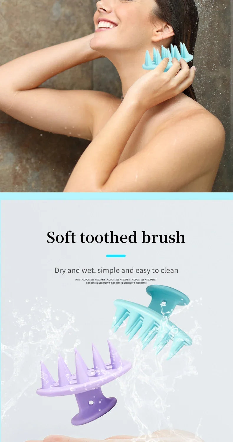 Brosse à dents en silicone bleu clair et brosse de massage violet