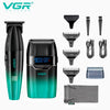 A set of VGR professional cordless hair trimmers including various guards and a carrying case.