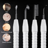 A set of four facial rejuvenation devices including a hair tool, acne tool, forehead/cheek tool, and nasal groove tool.