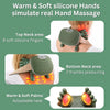 Silikon-Handmassiergerät zeigt Druck auf den oberen und unteren Halsbereichen, und ein Handflächen-Massager ist zu sehen