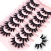 A display of natural mink striped false eyelash extensions in various styles and lengths.