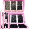Pink box containing a DIY lash extension kit with false eyelashes clusters and fluffy lash extensions