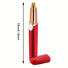 Roter Präzisions-Elektro-Brow-Trimmer und -Formgeber mit goldener Spitze, vertikal dargestellt.