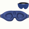 Máscara para dormir de ojos con contorno 3D azul oscuro, mostrada en dos vistas.