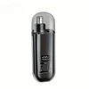 A black rechargeable nose hair trimmer with a clear protective cap and a digital display.
