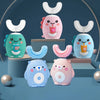 A set of three pink and blue electric toothbrushes for kids with white brush heads displayed against a blue background.